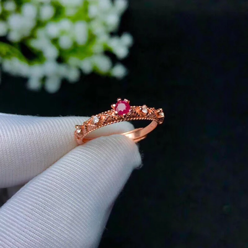 

CoLife Jewelry Vintage Ruby Ring for Daily Wear 3mm Natural Ruby Silver Ring 925 Silver Gemstone Ring Brithday Gift for Girl