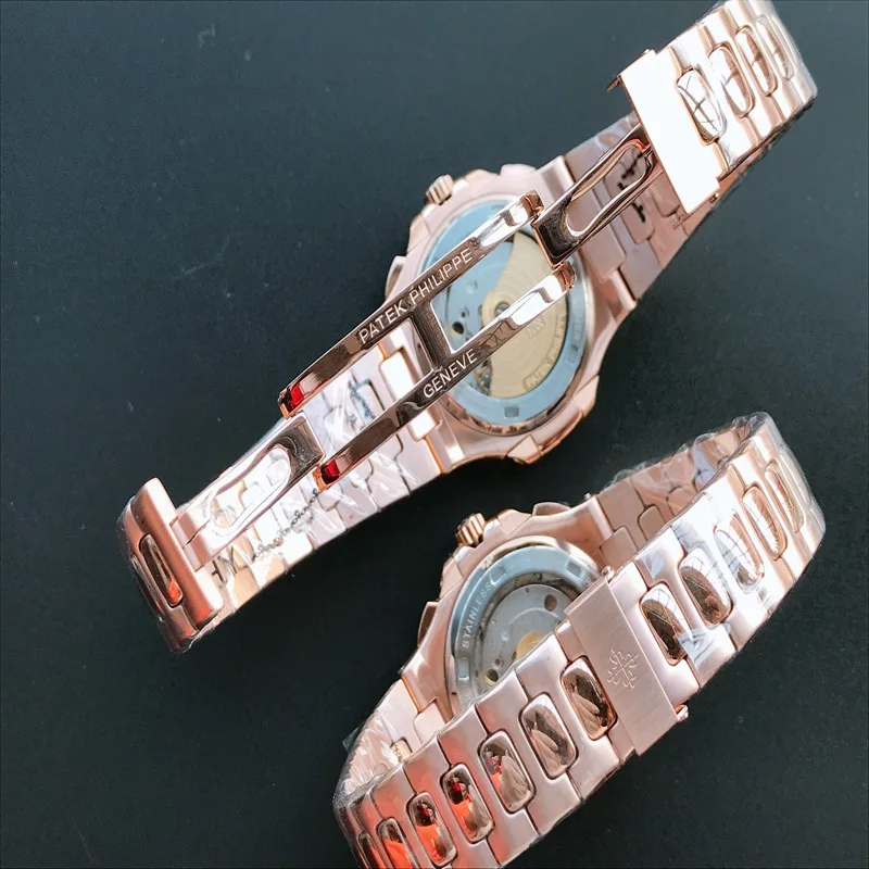 

New Automatic Mechanical Men Watch Silver Blue Stainless Steel Transparent Sapphire Glass Glide Watches 944423