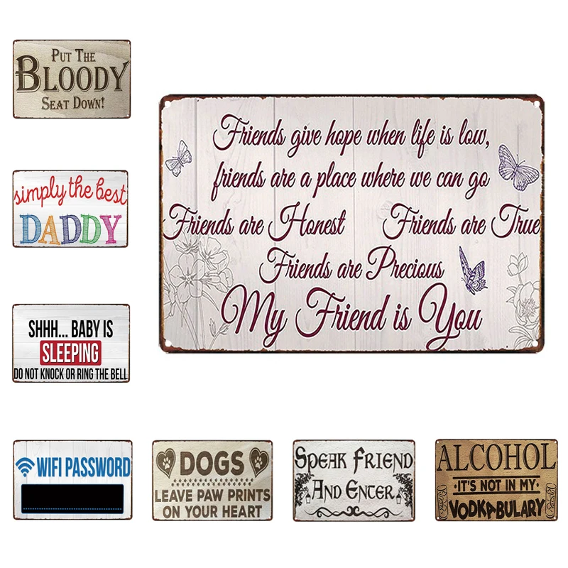 

Винтажный декор, романтическая поэзия, жестяные знаки, украшение для комнаты, металлическое настенное искусство, домашний декор, железная ж...