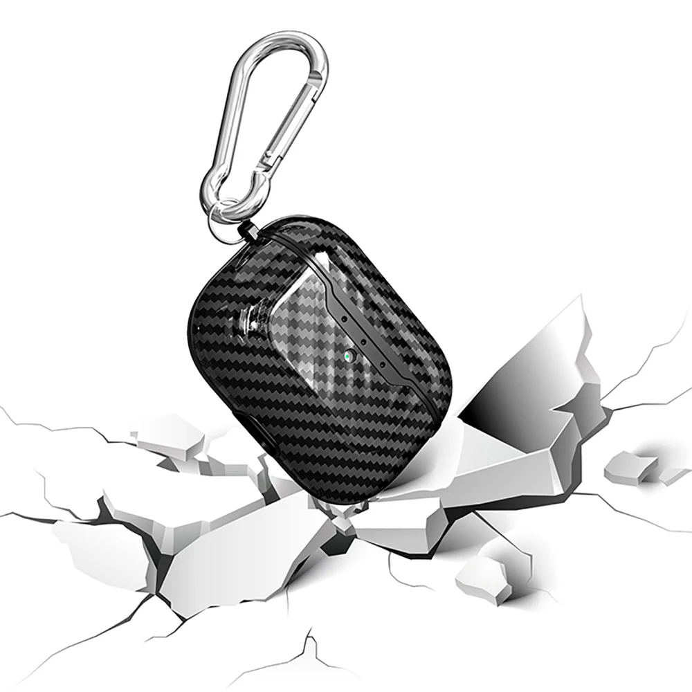 

Earphone Cover Protective Shell Carbon Fiber Pattern Anti-Drop Earphone Cover for AirPods 3 Parts