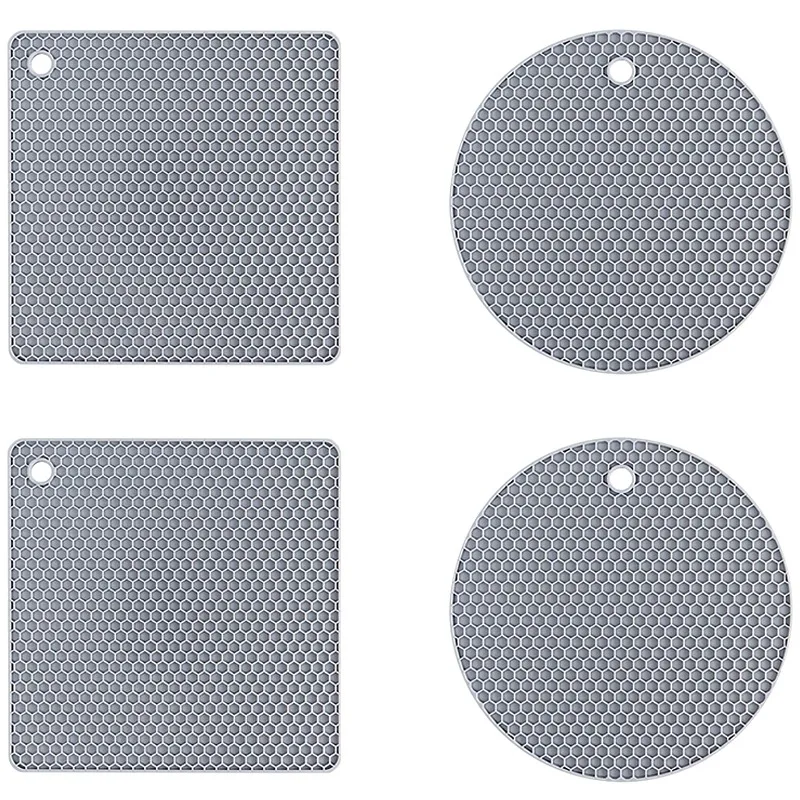 

4 Pcs Extra Thick Silicone Trivet Mats: Trivets for Hot Dishes - Thick Hot Pads for Kitchen, Multi-Purpose Pot