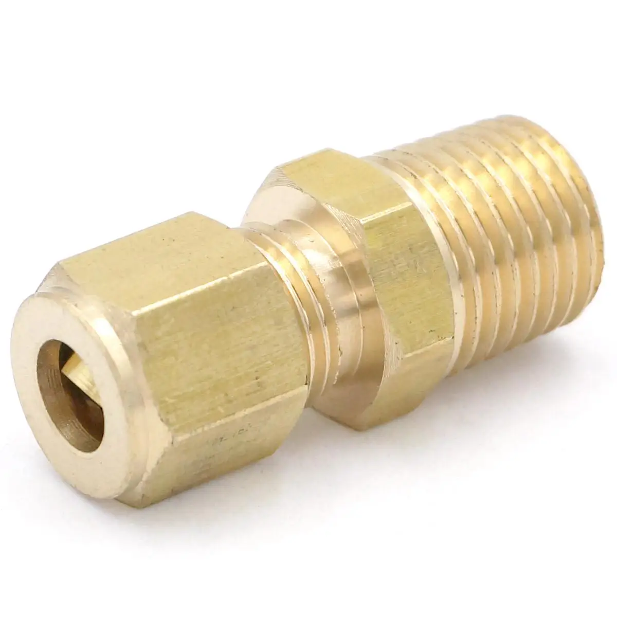 Фото 1/4" NPT Male x Fit Tube OD Compression Union Brass Pipe Fitting Connector |