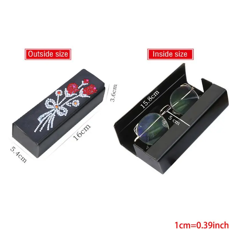 

53CA DIY Diamond Painting Eye Glasses Storage Box Travel Leather Sunglasses Case Special Shaped Diamond Storarage Box