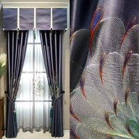 modern style peacock embroidered curtains finished custom blackout curtains for living dining room bedroom
