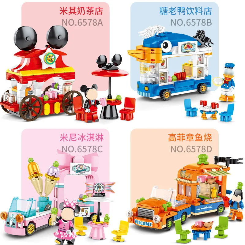 Lepining Disneying замок друзья улица вид Микки Дональд Маус фигурки уток строительные