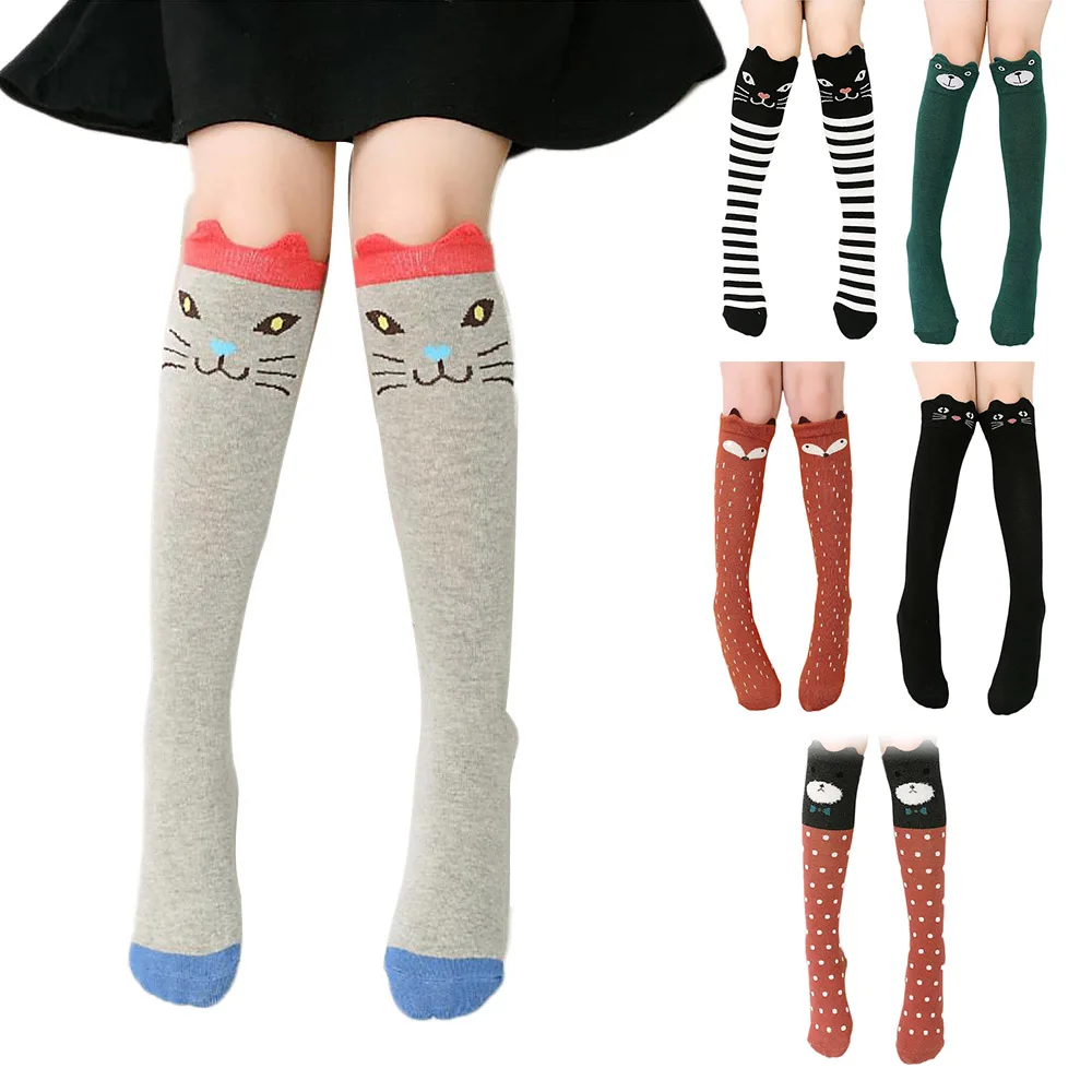 Гольфы длинные для девочек хлопковые гетры с 3D рисунком модные мягкие и дышащие