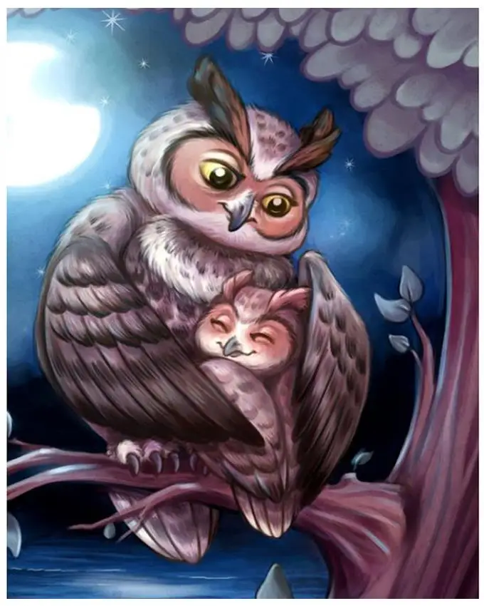 Картина из страз &quotсделай сам&quot сова птицы алмазная вышивка мать ребенок