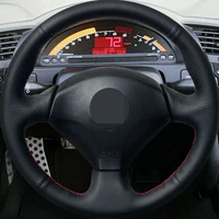 diy black genuine leather%c2%a0car products steering wheel cover for honda acura rsx type s 2005 s2000 2000 2008 civic si 2002 2004