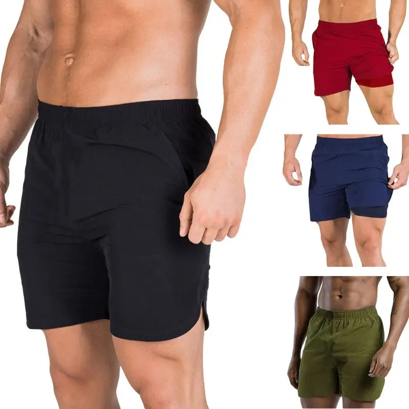 

Men Summer Sports Quick Dry 2 In 1 Shorts Running Fitness Quick Dry Beach Shorts