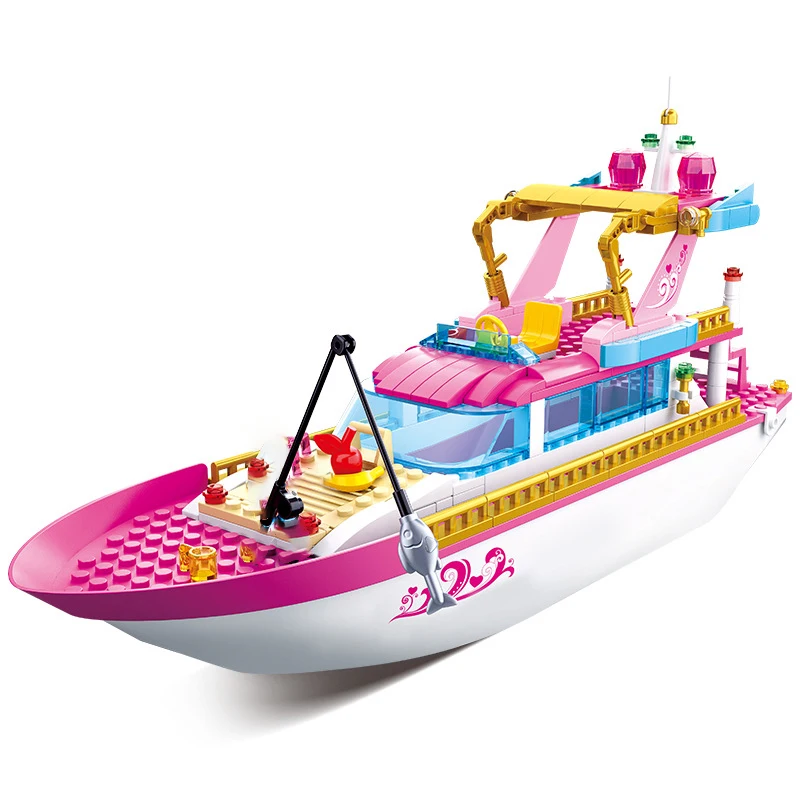 

896pcs City Girl Friends Big Garden Villa Model Building Blocks Brick Technic Yacht Toys For Children Gifts