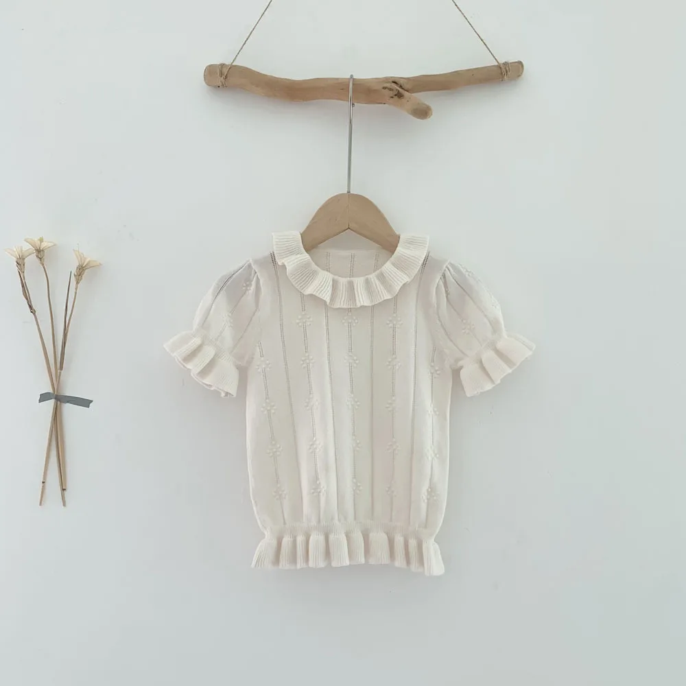 

Knitted Summer Jumper Toddler Girls Hollow Out Tops Kids Clothing 2-7Y