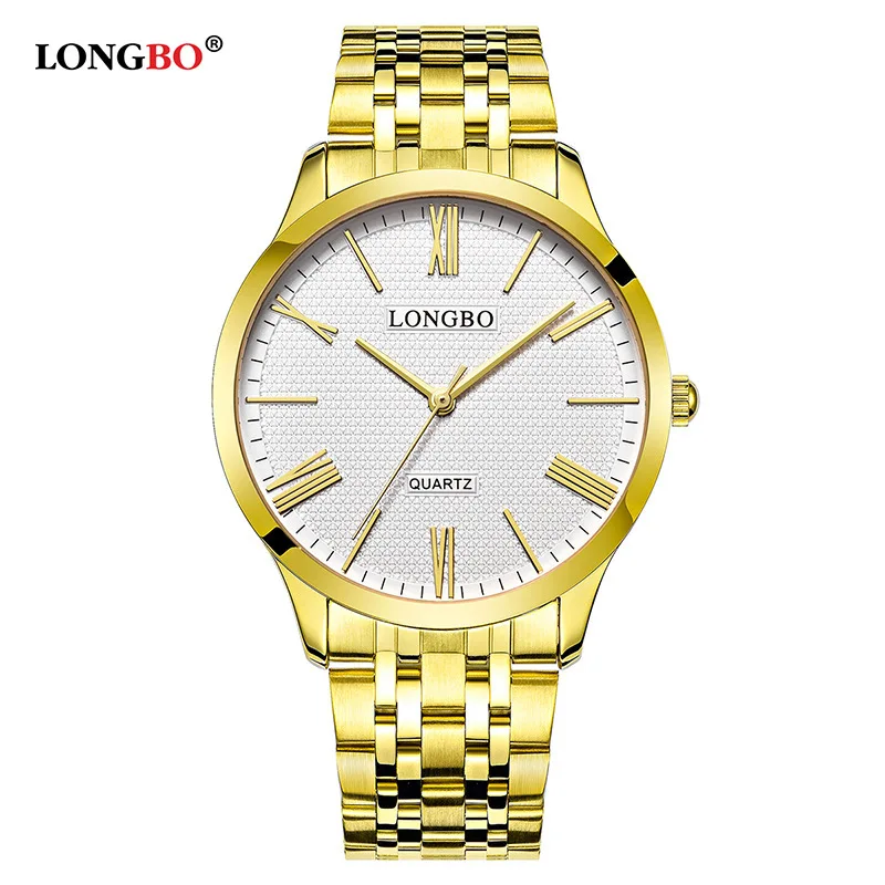 

Long Bo 80265 contracted leisure golden steel band couple watches wholesale watch men watch waterproof quartz expression
