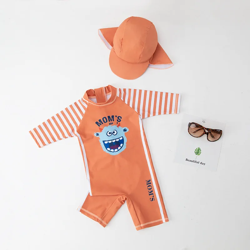 Детский слитный купальник для мальчиков синий купальник-парусник с длинными