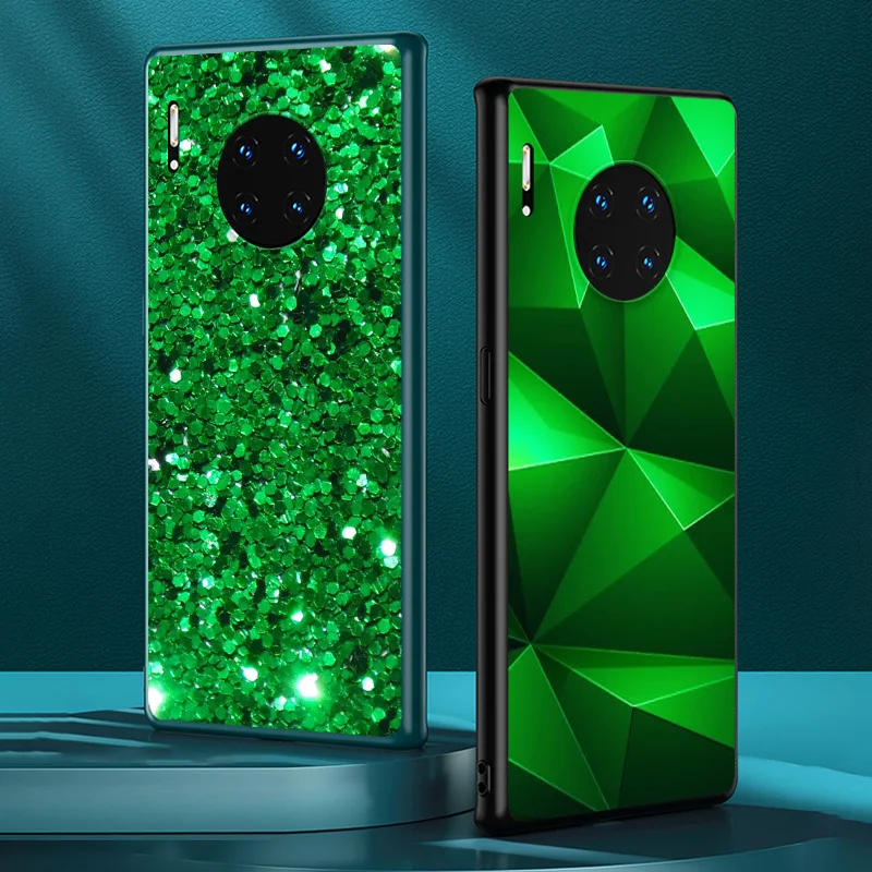 

Beautiful Emerald Green for Huawei Mate 40 RS 30 20 X 10 P Smart Z S Lite Pro Plus 2021 2020 2019 2018 Black Phone Case