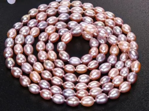 

HABITOO Elegant luster 35 Inch 8-9mm Natural Baroque Pink Lavender Multicolor Freshwater Pearl Necklace for Women Jewelry Gift
