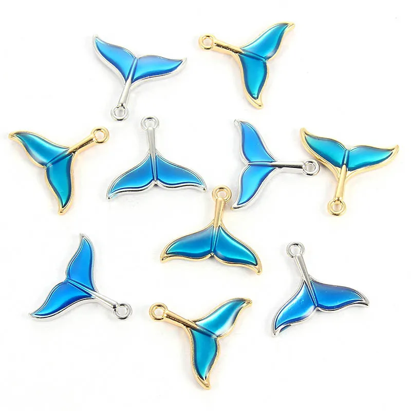 

10pcs/Lot Enamel Animal Charm Bracelet Fish Fishtail Earring Keychain Necklace Pendants DIY Jewelry Accessories