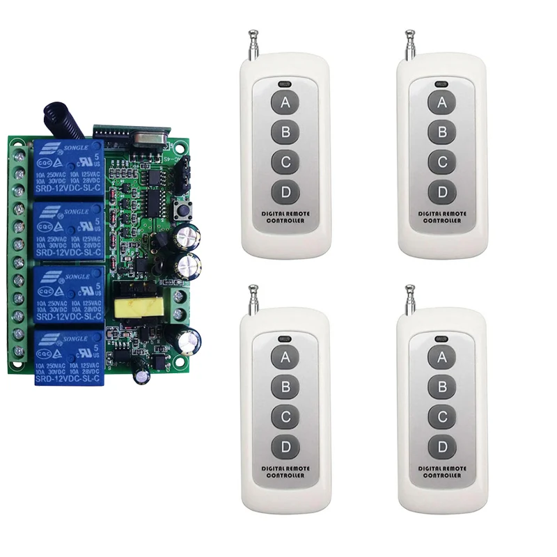 Релейный выход радиочастотного передатчика и приемника 500 МГц 220 м 4 канала