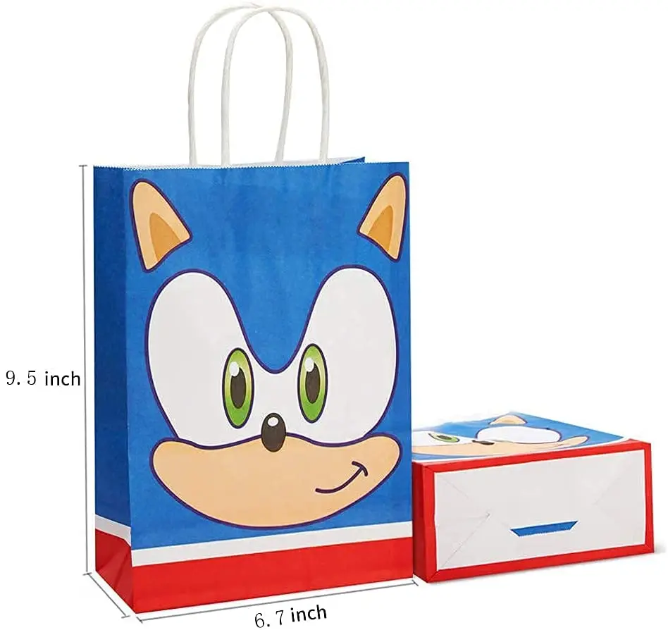 Magrise-bolsa de papel Sonic para cumplea&ntilde;os, 5 uds., bolsa de regalo para fiestas, decoraci&oacute;n para Baby Shower, adornos fiestas, 21x15x8cm-1