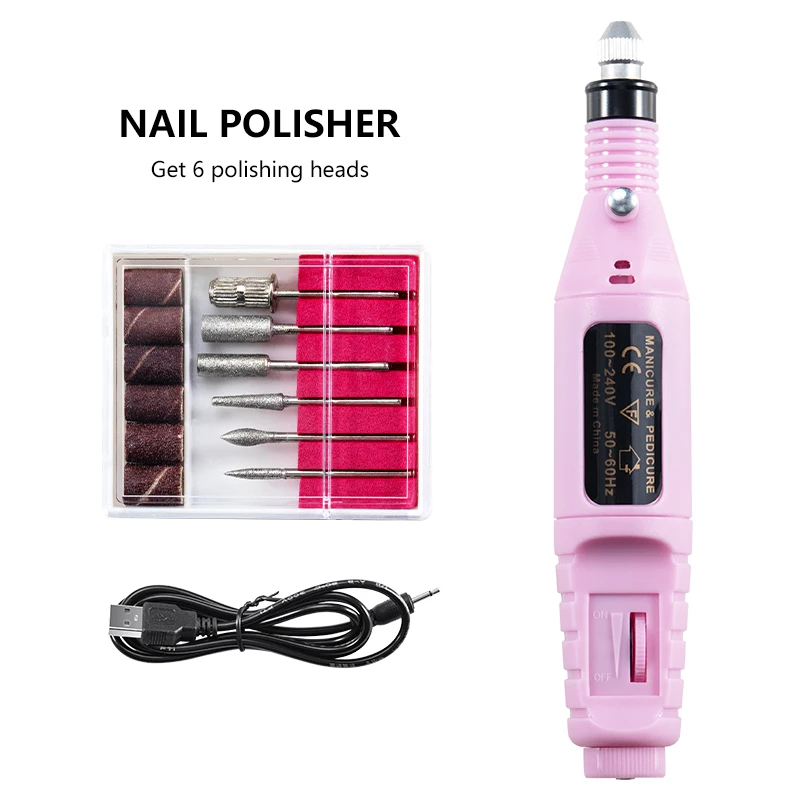 

Professional Electric Nail Drill Machine Nail Files Pen Pedicure 6 Bits MillingUV LED Gel Polish Remover Nail Art Manicure Tool