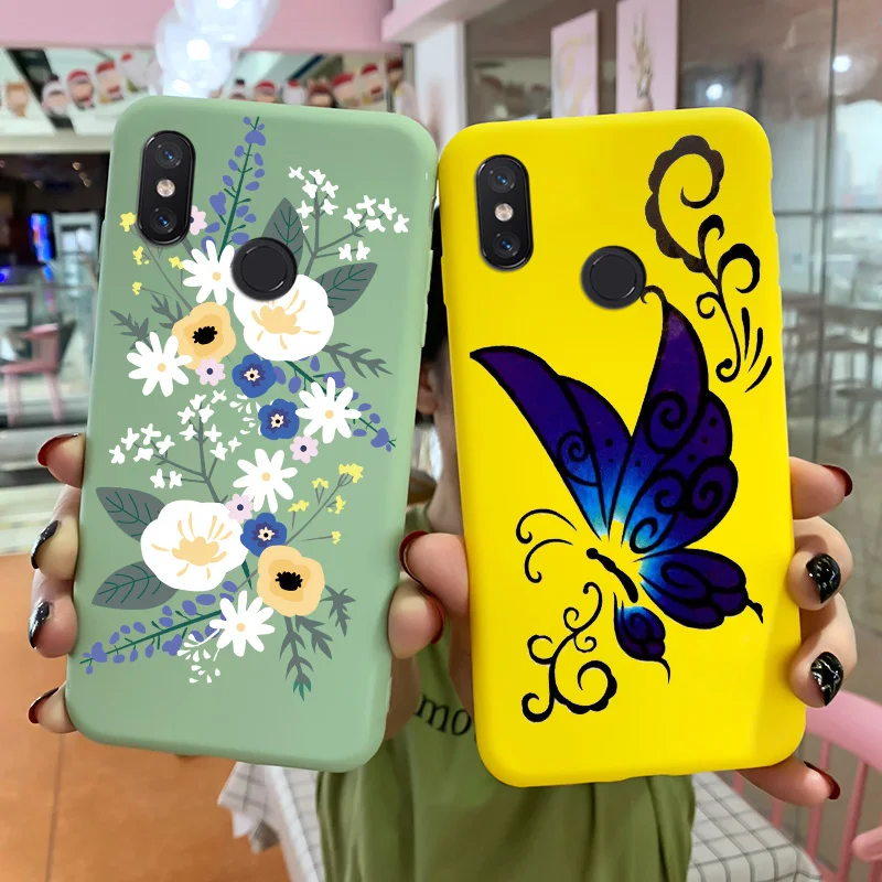 

For Xiaomi MI 8 Screen Fingerprint Case Cartoon Flower Butterfly Pattern Shell For For Xiaomi MI 8 8se 8Lite Phone Back Cover