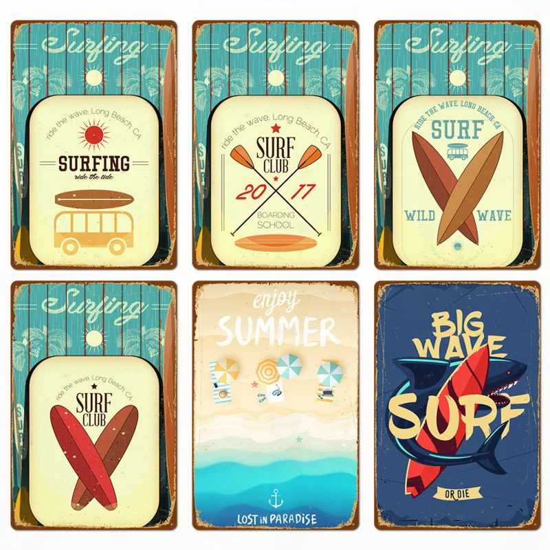 

Beach Life Retro Tin Painting Landscape Wall Poster Metal Tin Sign Plaque Vintage Decor For Room Wall Home Decor Wall Plates
