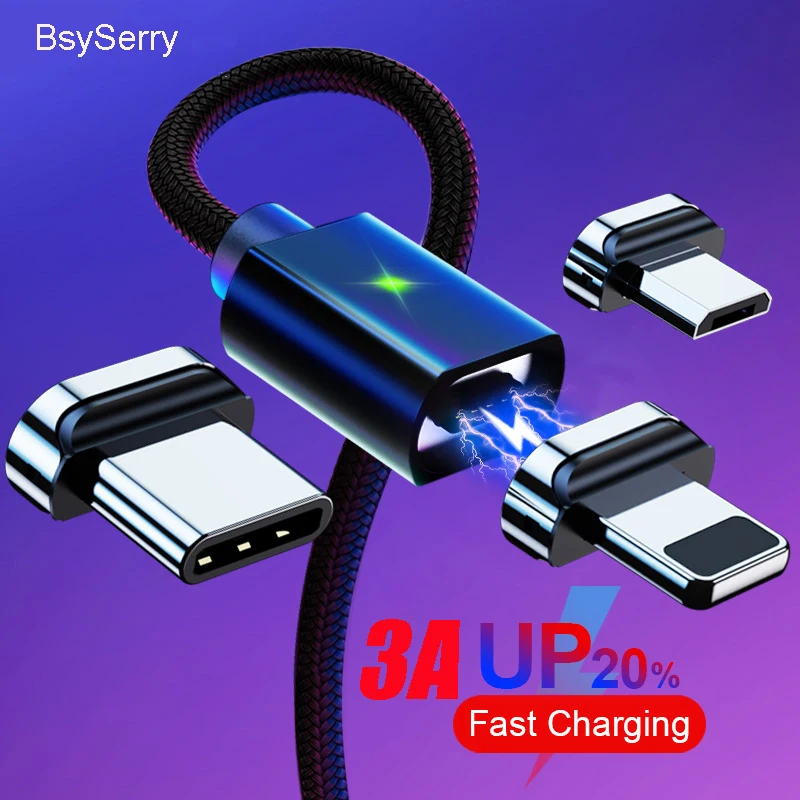 Usb кабель BaySerry Micro Type C для быстрой зарядки iphone магнитное зарядное устройство USB