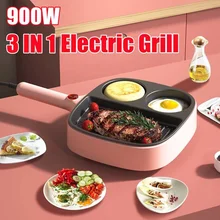 900W 3 IN 1 Multiuse Electric Eggs Omelette Pan BBQ Grill Pancake Baking Pan Breakfast Machine Non Stick Meat Steak Frying Pan