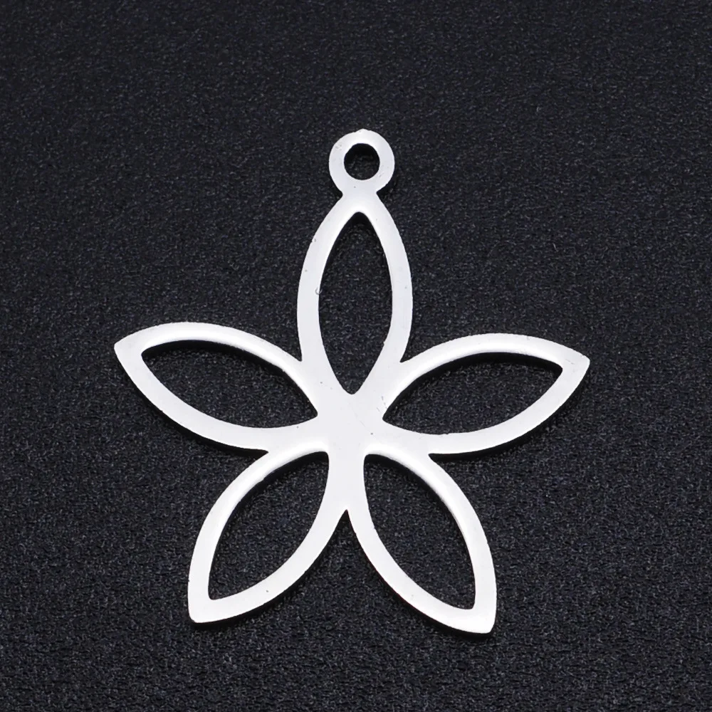 5pcs/lot 20mm Stainless Steel Flower Pendant Bracelet Charms DIY Crafting Jewelry Making Handicraft Accessories Wholesale - купить по