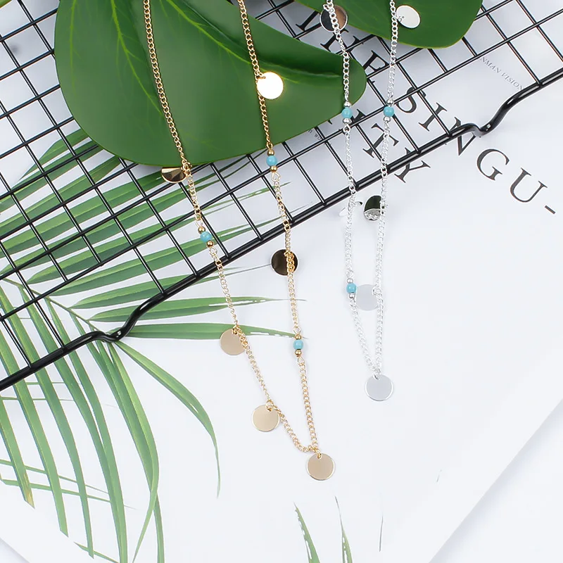 Новые круглые Блестки камень чокер цепь ожерелье заявление женщины подвеска в