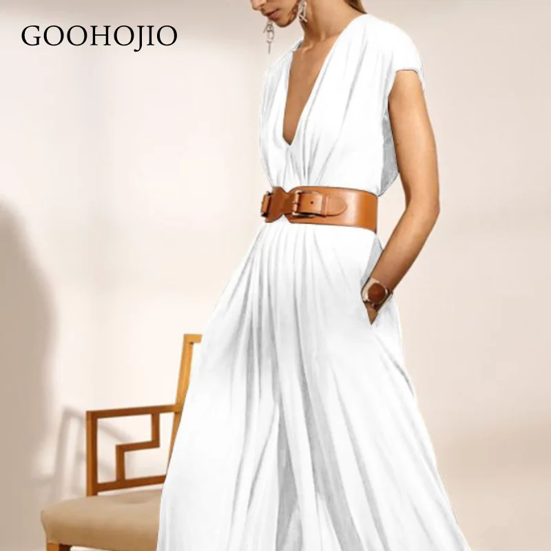 

GOOHOJIO 2021 Spring Autumn New Streetwear Casual Rompers Womens Backless Jumpsuit Ladies Sleeveless High Waist Jumpsuits Women