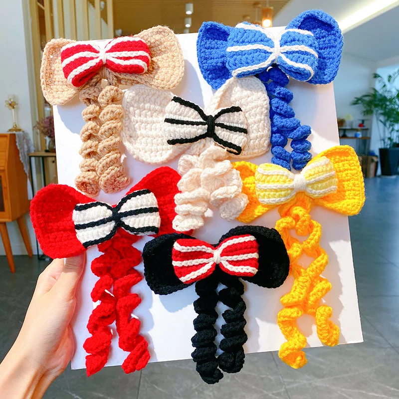 

Girls New Knitted Bow Woolen French Barrette Hair Clip Sweet Spring Hairpin Kids Autumn Winter Hairgrip Child Korean Accessories