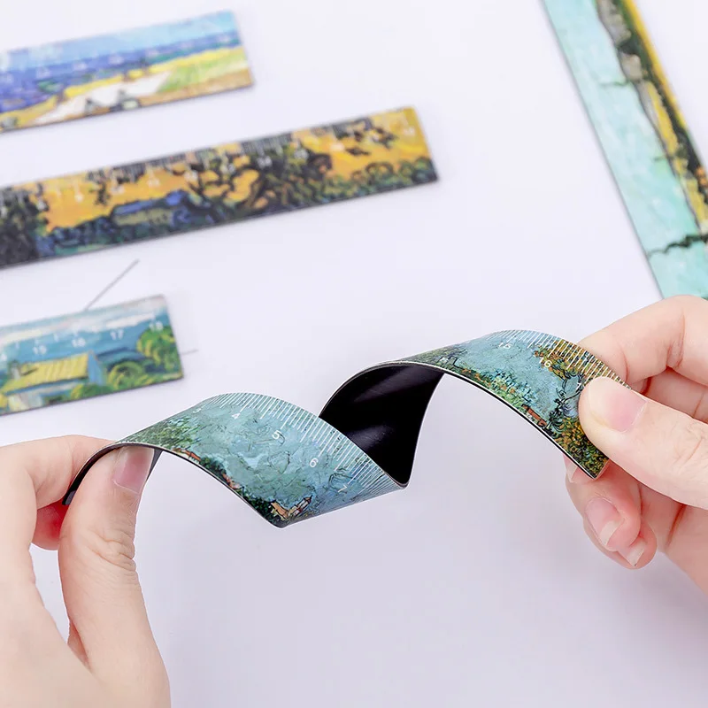 1PC Literary Van Gogh Straight Rulers Retro Painting For Childrens Girls Gitt School Office Supplies Measure Stationery |