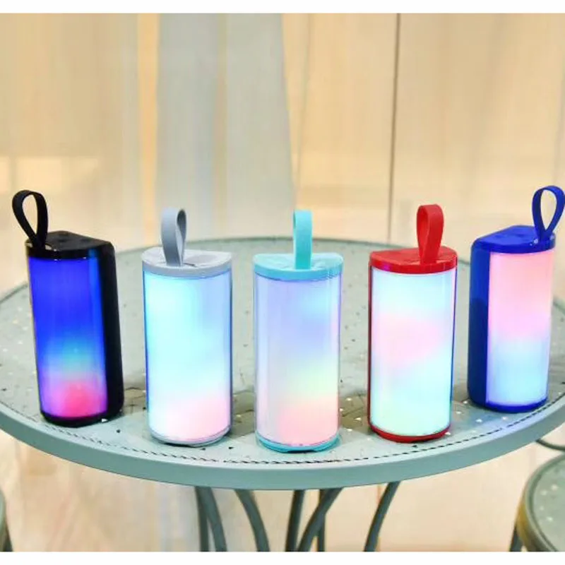 Bluetooth колонка кожаная портативная стереоколонка 5 вспышек светодиодный сабвуфер