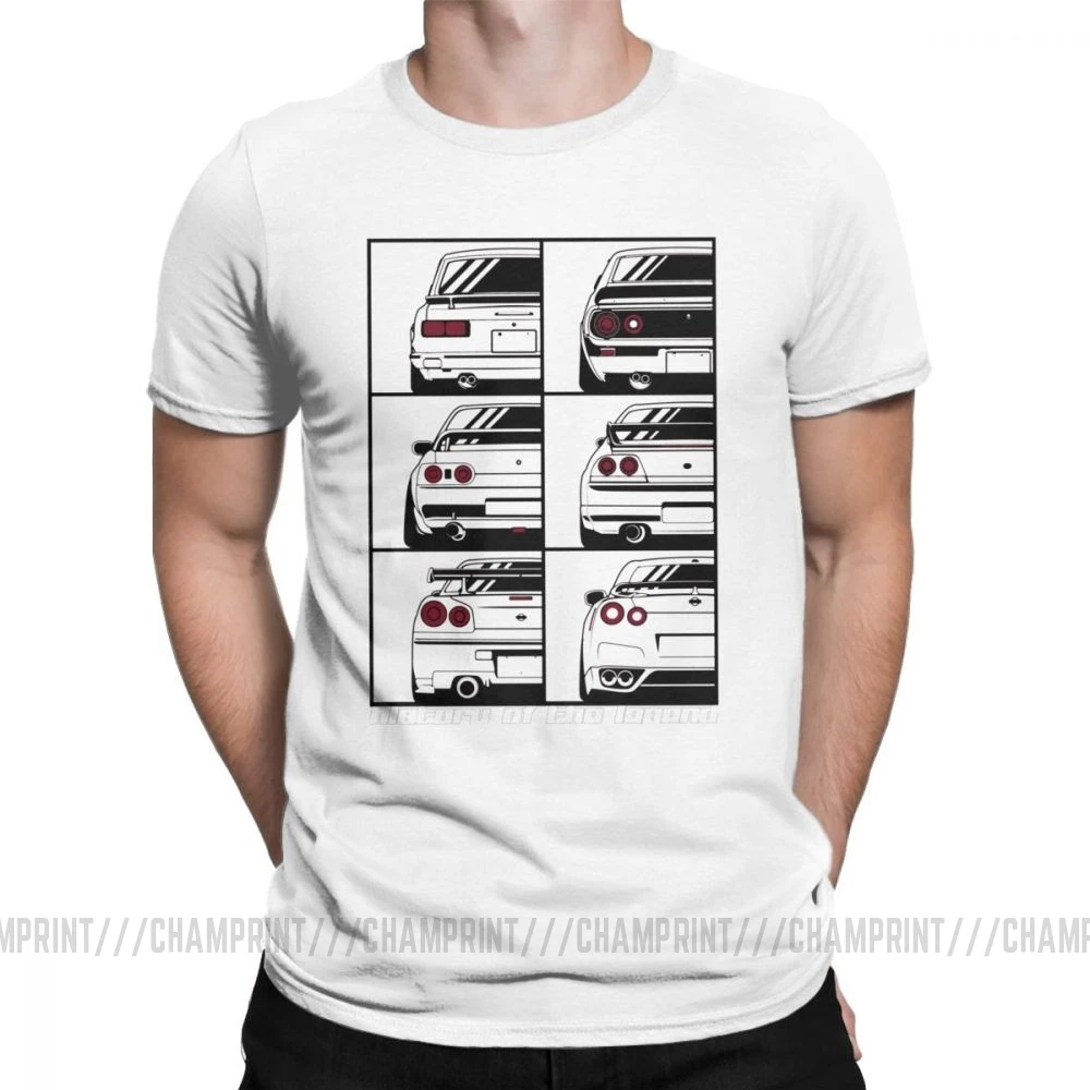 Мужские GTR Skyline история футболки автомобили моторы Japan JDM Datsun хлопковая одежда короткий рукав вырез лодочкой футболка большой размер футболки - Цвет: Белый