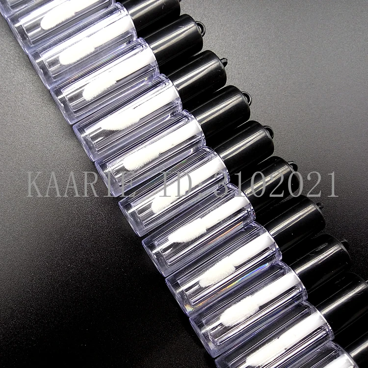 

0.8ML 50/100/200pcs Clear Mini DIY Cosmetic Liquid Lipstick Sample Tube, Small Lip Gloss Refillable Container with Black Lid