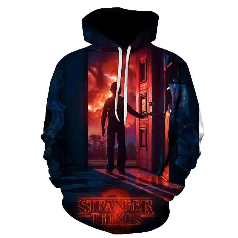 Stranger Thing s Новая мода 3D печатная белая мужская толстовка с капюшоном модная графическая Толстовка Повседневный Уличная пуловер хип хоп толстовки уличная одежда Stranger Thing