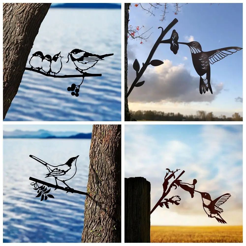 Металлические садовые статуи животных украшение для птиц садовое искусство на