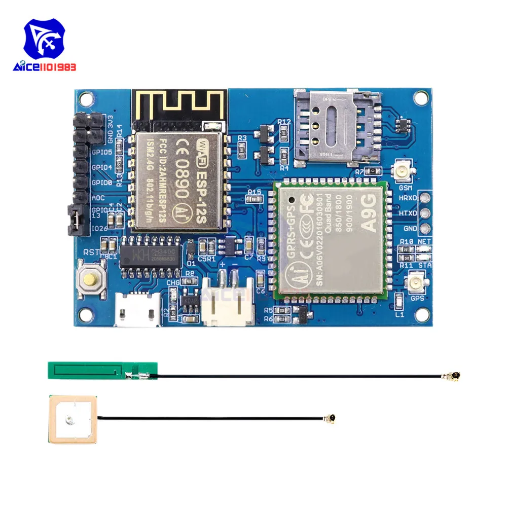 Diymore ESP8266 ESP 12S CH340 A9G GSM GPRS + GPS IOT узел V1.0 макетная плата сотового модуля с двойной