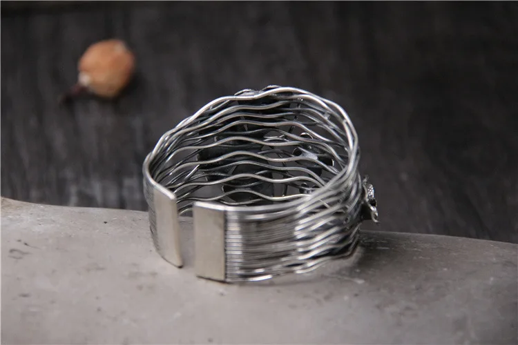 925 sterling silver Bracelet Bangle Women Retro Butterfly Wide Version Open Bracelets Bangles Women Jewelry Fine