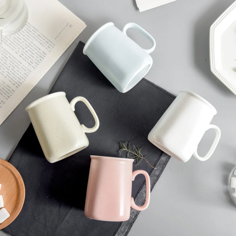 Solid Simple Nordic Mugs Girl with Spoon Lid Ceramic Mug for Couple Personalised Chavenas De Cafe Office Coffee MM60MKB | Дом и сад