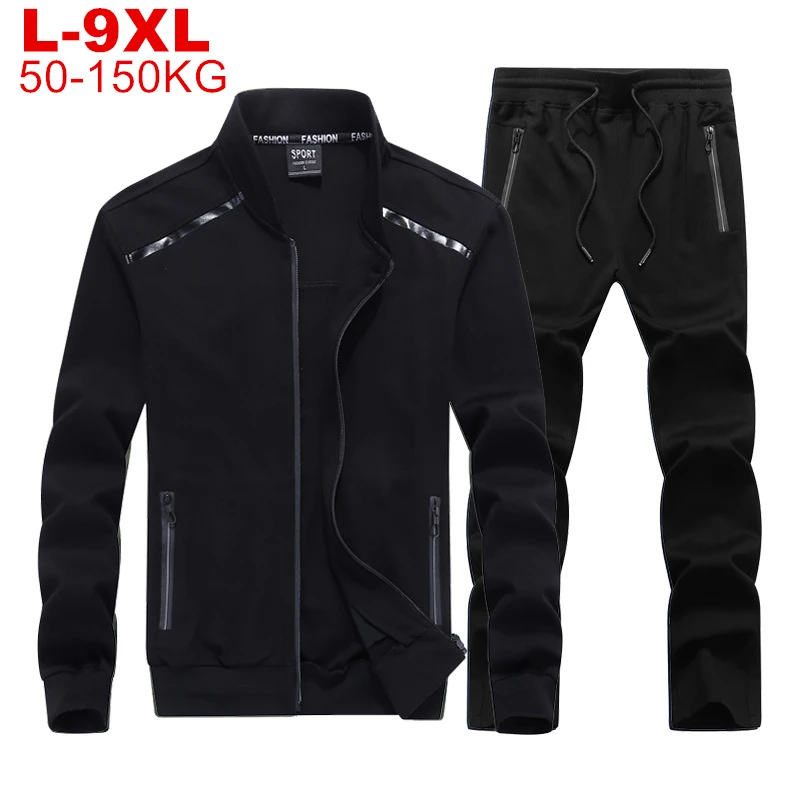 Large Size 6xl 7xl 8xl 9xl Men's Two Piece Sets Spring Autumn Sweatsuits Zipper Tracksuits Male Sport Jackets Set Sportswear Man