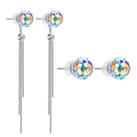 anna queen fashion dangle drop earrings sparkling ab crystal colorful aurora ball stud earring cr0008