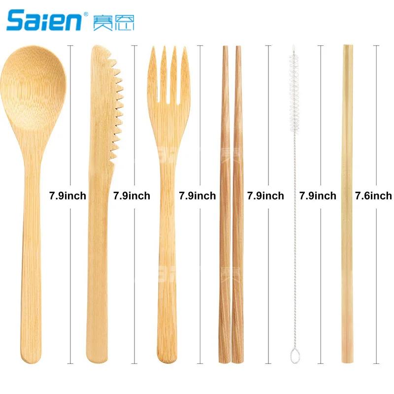 Harga 10 Set Set Sendok Garpu Bambu, Alat Bambu Yang Dapat Digunakan Kembali Termasuk Pisau, Garpu, Sendok, Sumpit, Jerami Yang Dapat Digunakan Kembali Untuk Piknik Perjalanan