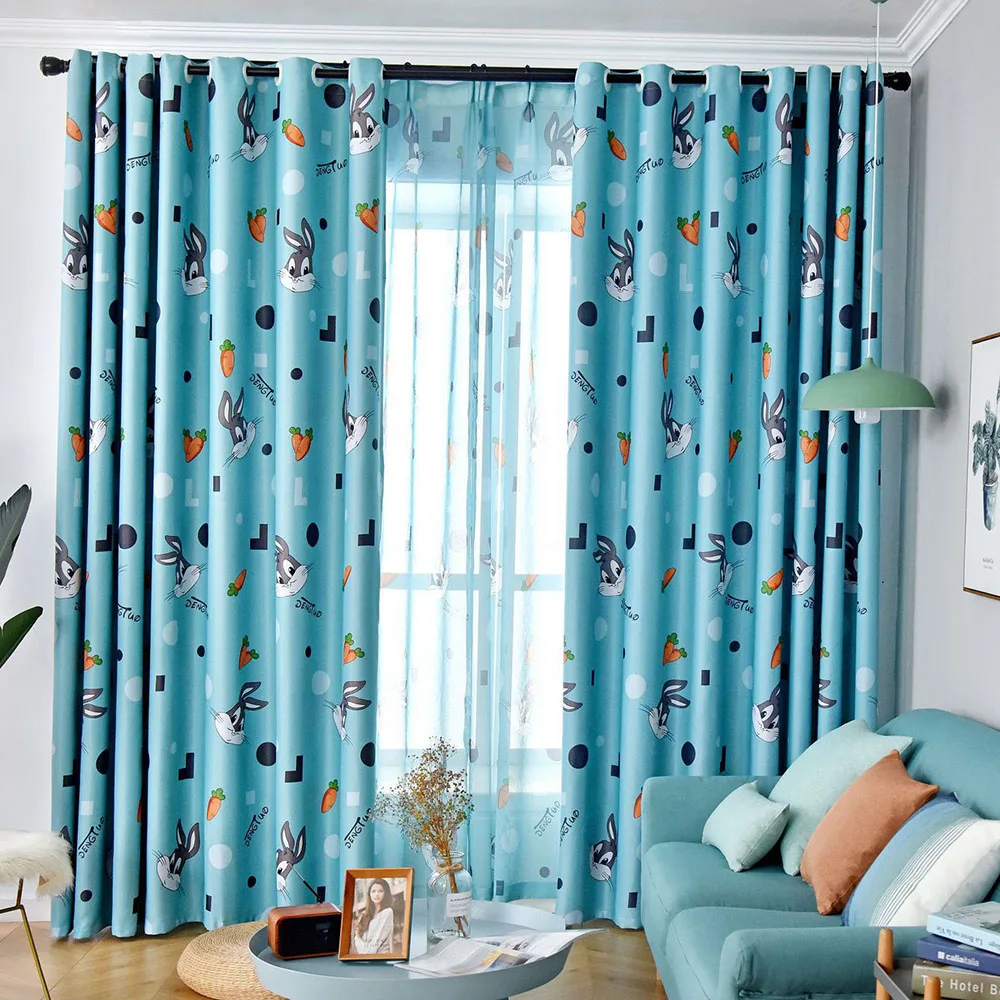 Светонепроницаемые шторы с изображением мультяшного кролика декор для детей