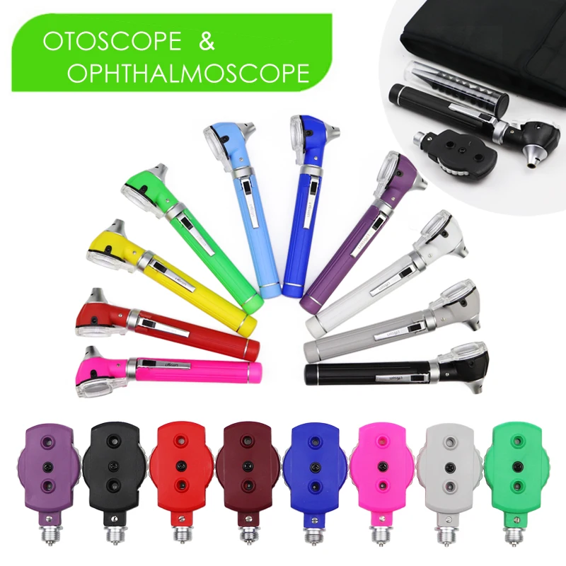 Medical LED Fiber Optic Direct Otoscope Ophthalmoscope Set Ear Care Eye Nose Endoscope ENT Doctor Diagnostic Examination Kit