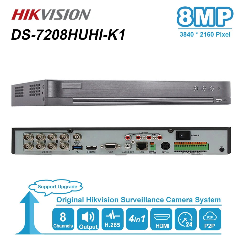 

Видеорегистратор Hikvision Max с поддержкой 8 Мп, видеорегистратор 5 в 1 для HDTVI/HDCVI/AHD/CVBS/IPC с аналоговой камерой