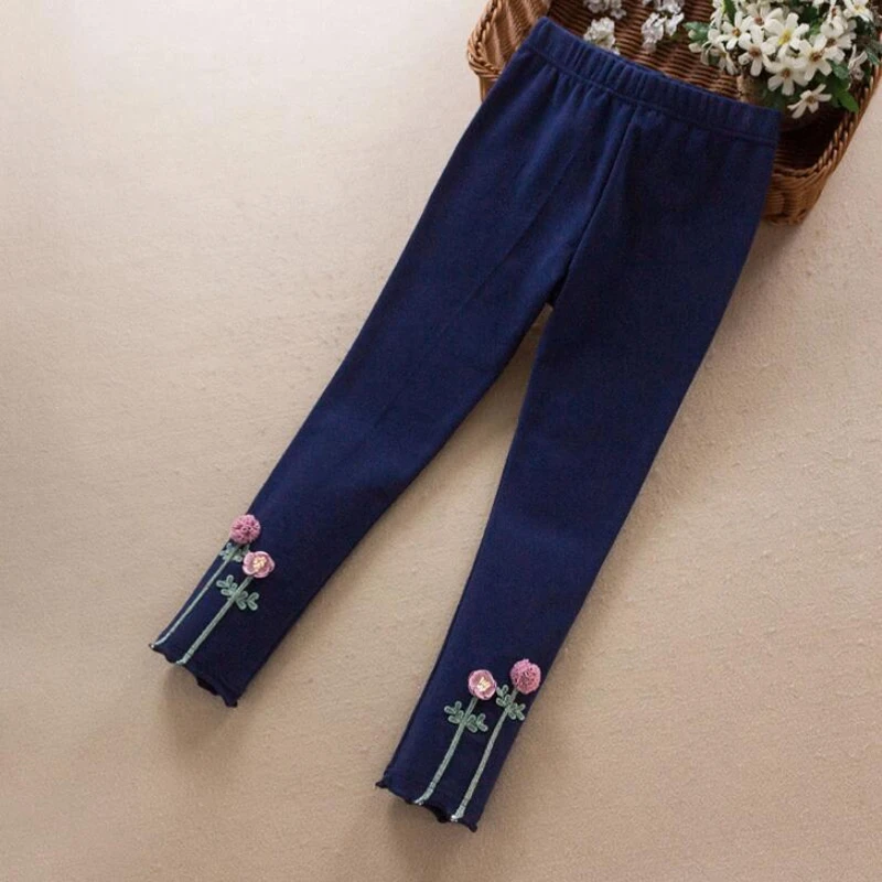 Леггинсы для девочек 3-12 лет хлопковые брюки с цветочным принтом эластичные школы