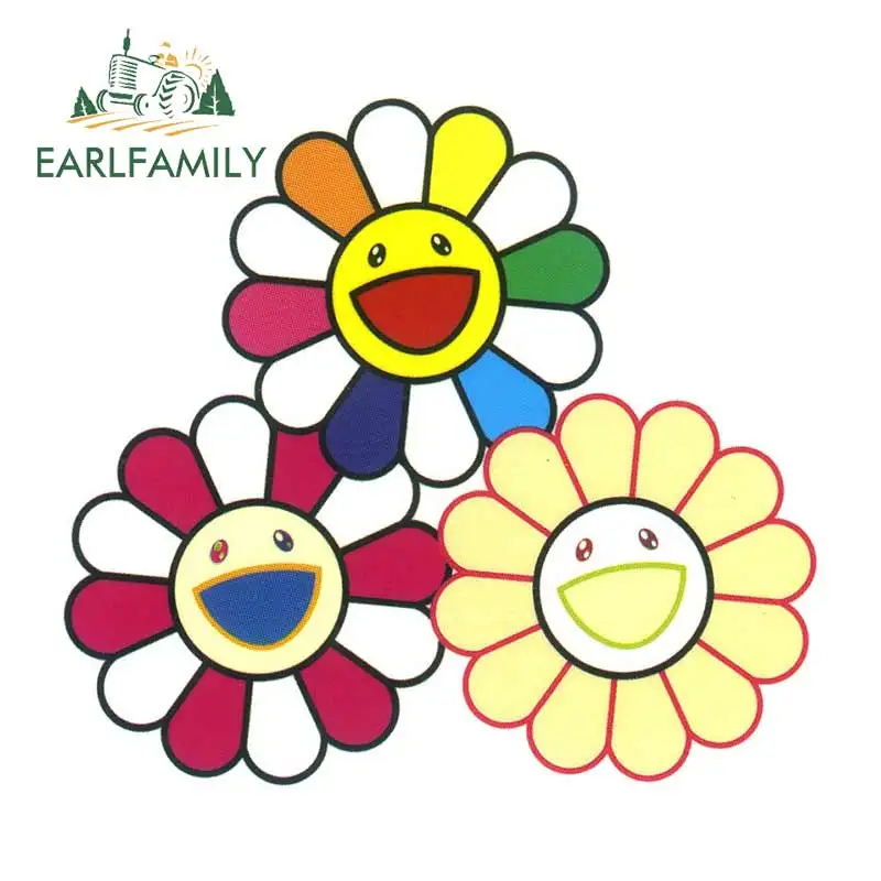 EARLFAMILY 13 см x 11 9 для TAKASHI MURAKAMI Rainbow Daisy Flower оригинальная наклейка s виниловая