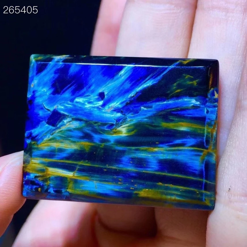 

100% Natural Blue Pietersite Chatoyant Rectangle Pendant 34.9/26.7/6.8mm Namibia Women Men Cat Eye Jewelry AAAAAA