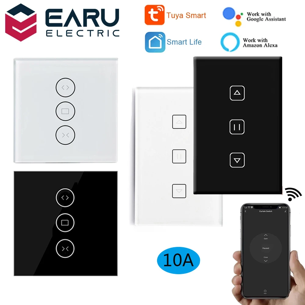 

WiFi Smart Timer Glass Wall Touch Curtain Switch Controller Roller Shutter Electric Motor TUYA Smart Life App Google Home Alexa